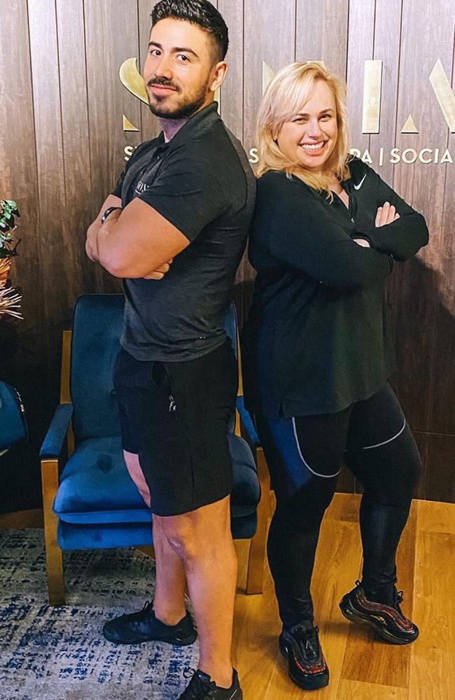 Sydney personal trainer Jono Castano with Rebel Wilson. Source: Instagram