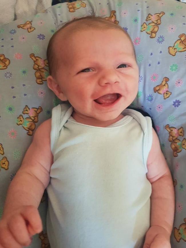 Felix Whykes, first smile caught and captured. Picture: Chloe Mcleod