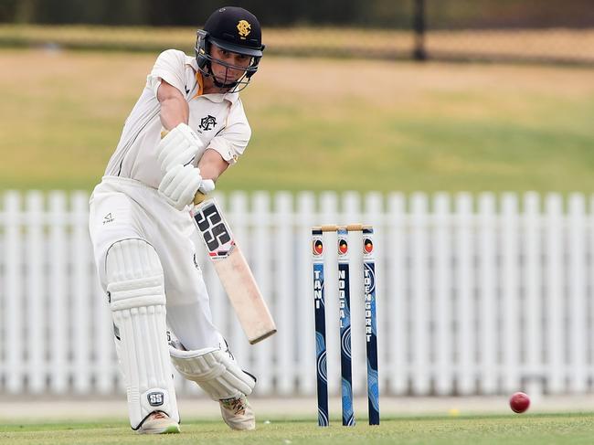 Campbell Vadjla bats during the Premier Cricket: St Kilda v Monash Tigers match in St Kilda, Saturday, Feb. 9, 2019.  Picture: Andy Brownbill