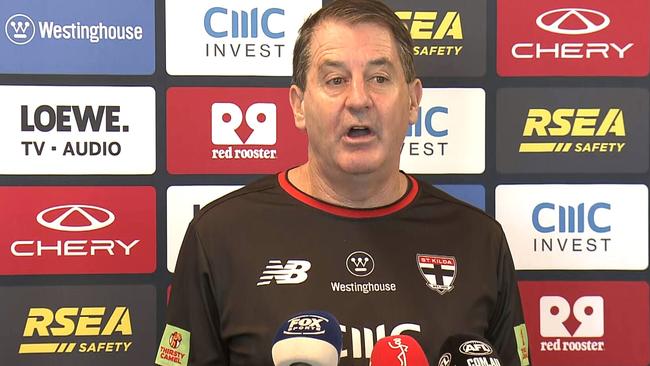 Ross Lyon addresses the press. Photo: Fox Sports.