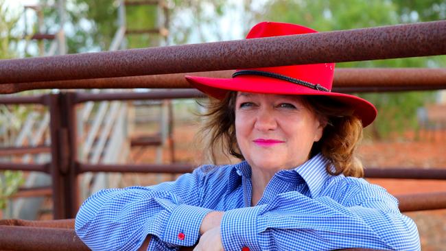 Gina Rinehart at one of the S. Kidman &amp; Co. cattle properties. Picture: Supplied