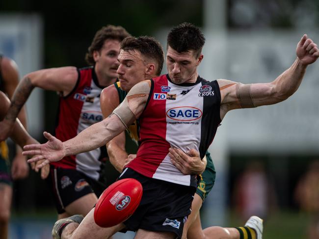 Matthew Johnston in the Southern Districts vs PINT 2023-24 NTFL men's elimination final. Picture: Pema Tamang Pakhrin