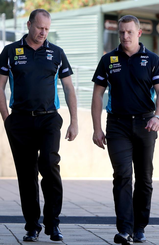 Ken Hinkley alongside newly appointed assistant coach Michael Voss. Picture: Calum Robertson