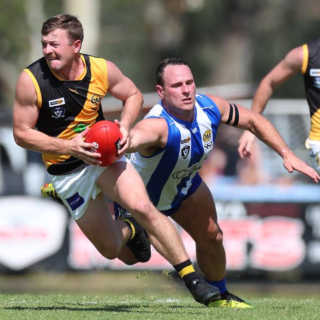 Albury’s Elliott Powell returns from a one-mach suspension for the Anzac Day clash against North Albury. Picture: Yuri Kouzmin