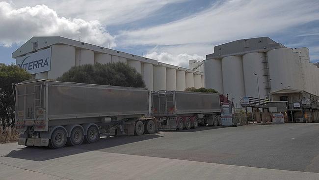 Viterra’s grain storage facility at Port Lincoln. The company is making a push to reinstate rail freight in the region.