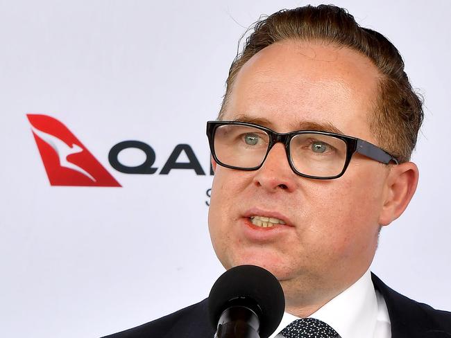 BRISBANE, AUSTRALIA - NewsWire Photos JANUARY 31, 2022:  Qantas CEO Alan Joyce talks at the opening.Official opening of the Qantas new Flight Training Centre in Brisbane.Picture: NCA NewsWire / John Gass