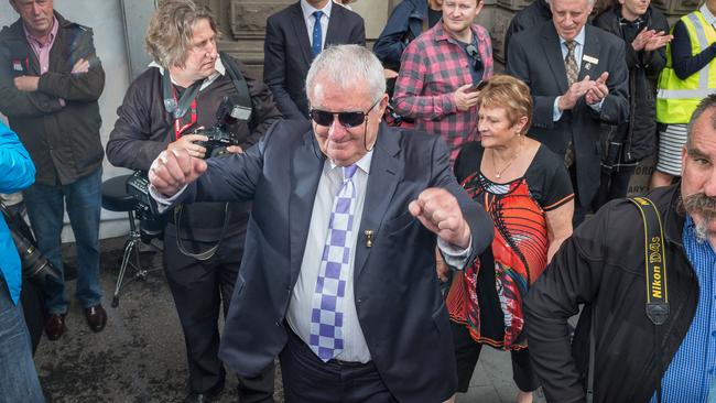 Prince of Penzance owner John Richards after his Melbourne Cup win last year / Picture: Jake Nowakowski