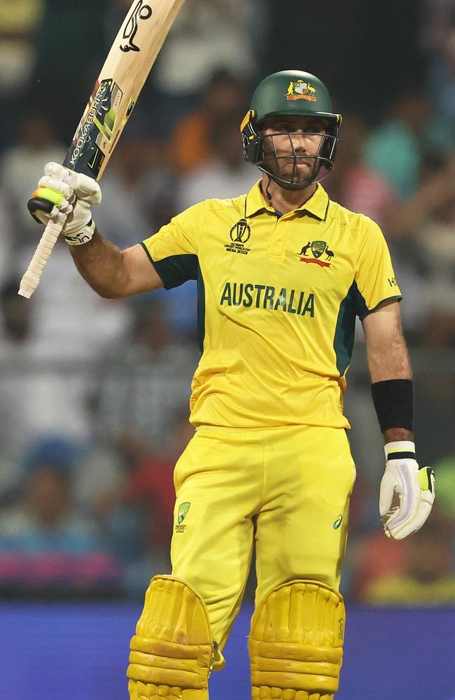 Glenn Maxwell celebrates 150 against Afghanistan. Picture: Robert Cianflone/Getty Images