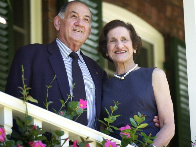 Dame Marie Bashir as incomcing NSW Governor with husband Nicholas Shehadie. Picture: Mark Williams