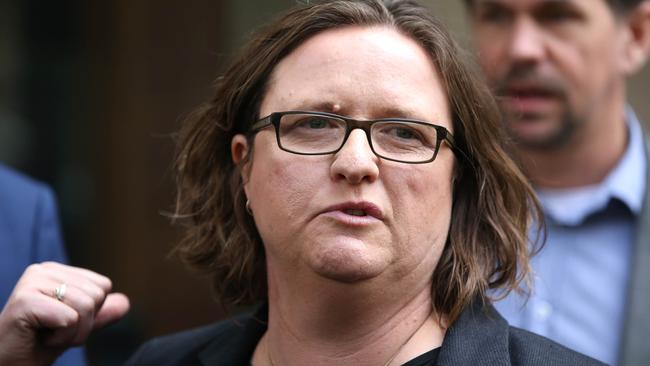 Lawyer Dr Vivian Waller gestures outside court after George Pell’s sentencing. Picture: Michael Dodge/Getty Images