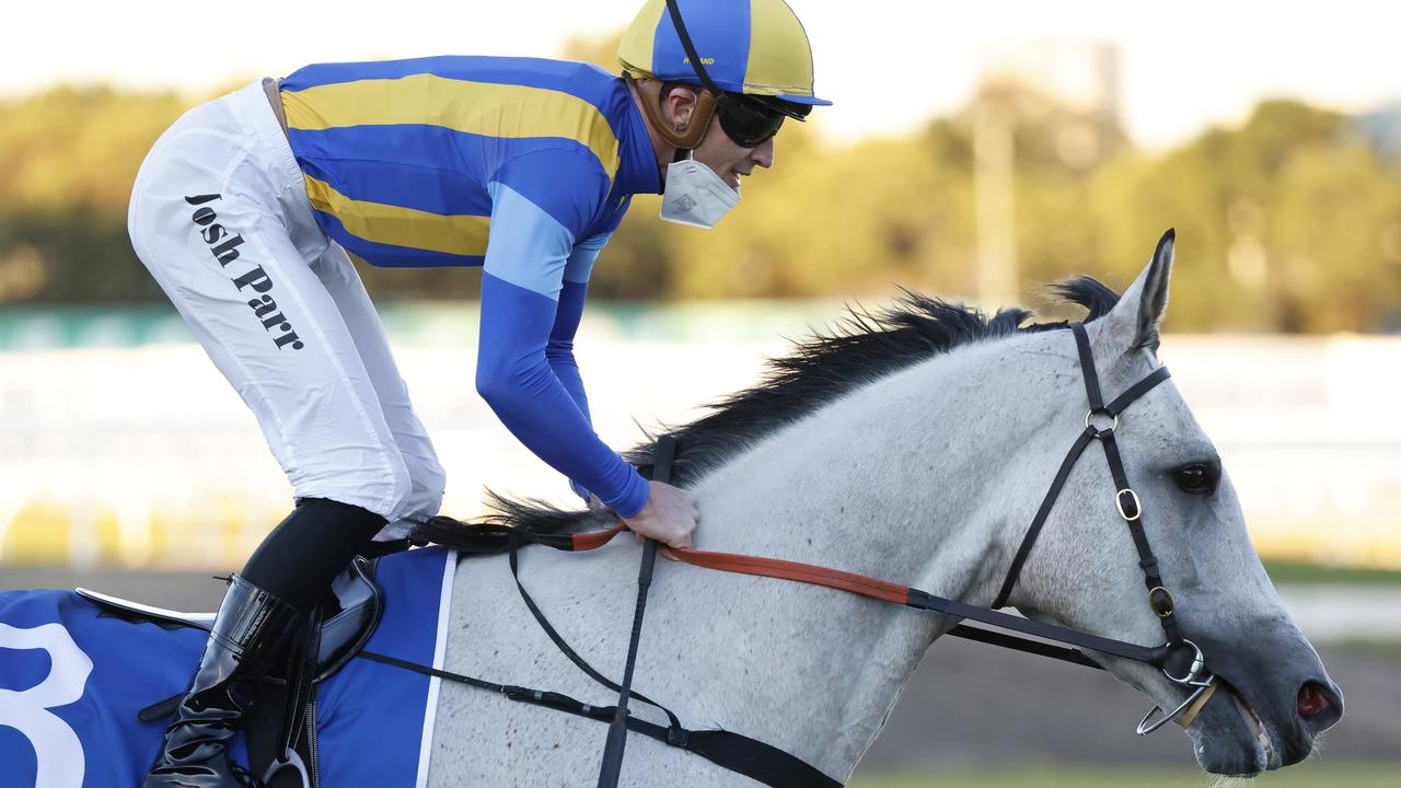 SYDNEY, AUSTRALIA - JULY 24: Josh Parr on Frosty Rocks returns to scale after winning race 10 the Quayclean Handicap during Sydney Racing at Rosehill Gardens on July 24, 2021 in Sydney, Australia. (Photo by Mark Evans/Getty Images)