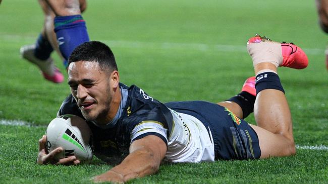 Valentine Holmes suffered a foot injury which saw him unable to play in the second-half. Picture: AAP.