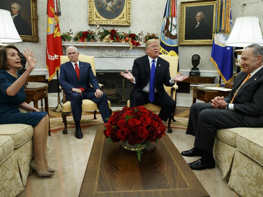 House Minority Leader Rep. Nancy Pelosi, Vice President Mike Pence, President Donald Trump, and Senate Minority Leader Chuck Schumer.  Picture:  AP