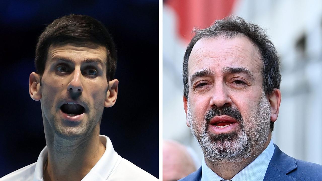 Victorian Sports Minister Martin Pakula hit back at Novak Djokovic's father after he described the Victorian government's vaccination mandate as blackmail. Picture: Getty Images