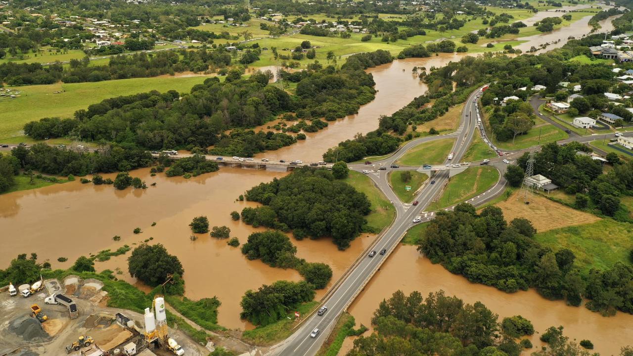 Water levels are high at the intersection of the Mary River and Deep Creek. Pic: Facebook