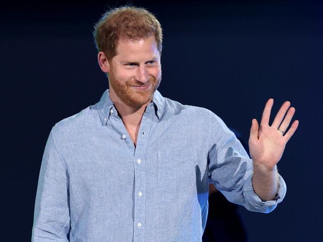 INGLEWOOD, CALIFORNIA: In this image released on May 2, Prince Harry, Duke of Sussex, speaks onstage during Global Citizen VAX LIVE: The Concert To Reunite The World at SoFi Stadium in Inglewood, California. Global Citizen VAX LIVE: The Concert To Reunite The World will be broadcast on May 8, 2021. (Photo by Kevin Winter/Getty Images for Global Citizen VAX LIVE)