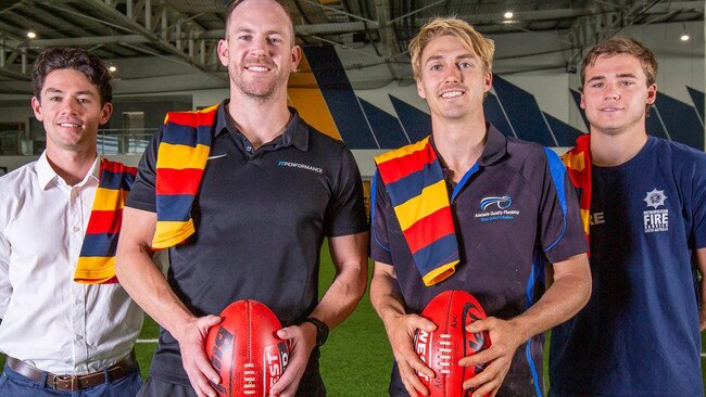 Jaidan Kappler (middle, right) has been a superstar for Noarlunga and recently joined the Crows SANFL side. Picture: Ben Clark