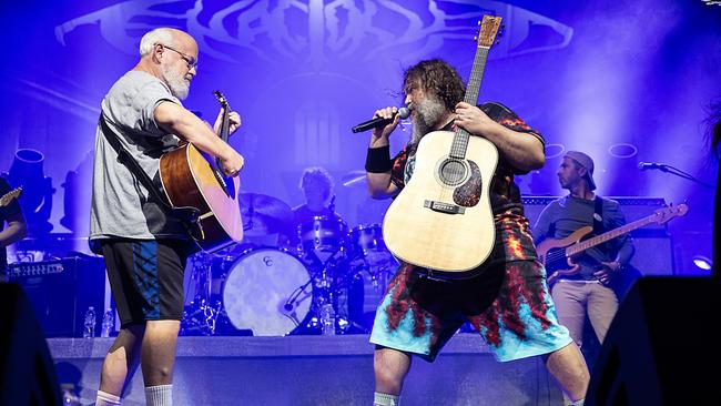 Kyle Gass (L) and Jack Black of Tenacious D perform at PNC Music Pavilion on September 06, 2023, in Charlotte, North Carolina. Picture: Getty Images