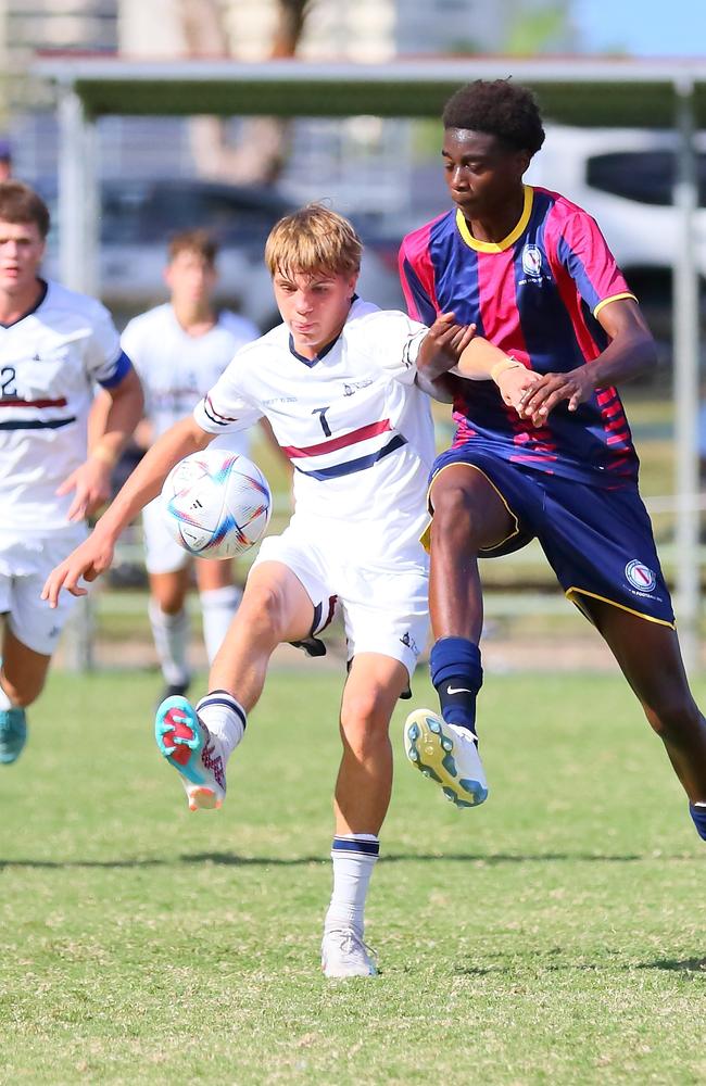 GPS First XI football between Brisbane State High and the Southport School. Saturday May 6, 2023. Picture: George Galanos.