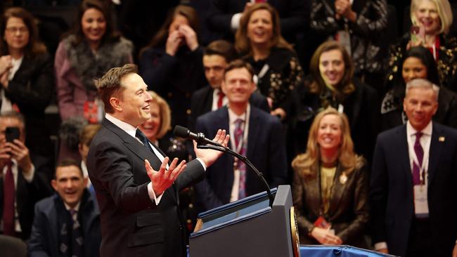 Tesla CEO Elon Musk speaks during an inauguration event. Picture: Justin Sullivan/Getty Images