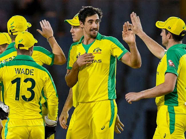 The men’s team was the first Australian national sports team to tour internationally in the pandemic when they travelled to the West Indies for ODIs and T20Is this year. Picture: Randy Brooks / AFP