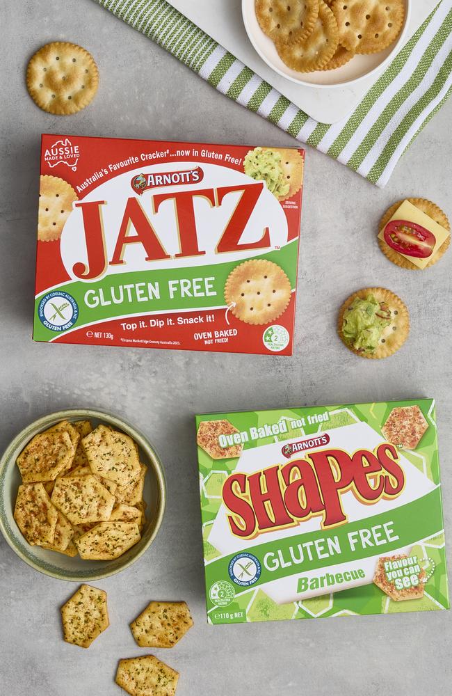 Arnott’s was releasing gluten free Barbecue Shapes and gluten free Jatz crackers. Picture: Supplied