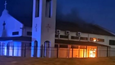 A fire broke out at a Greek Orthodox Church in Christie Downs on Saturday night. Picture: Madeline Morrison/Facebook