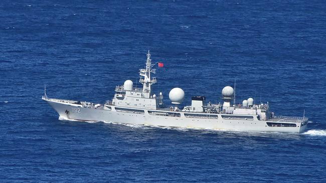 Chinese navy vessel Haiwangxing sailing off the north-west shelf of Australia in May 2022. Picture: Defence Department