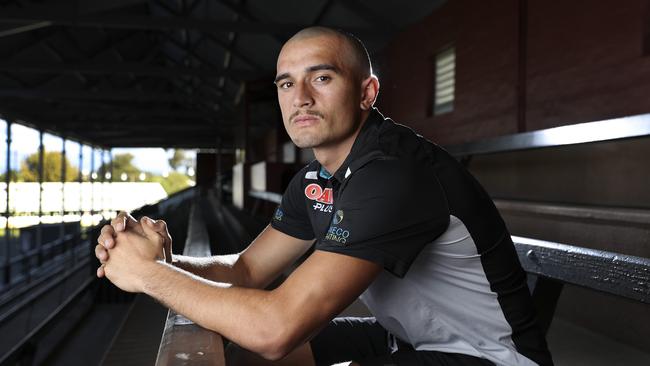 Sam Powell-Pepper in the Fos Williams stand at Alberton. Picture: Sarah Reed