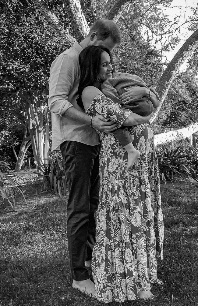 Prince Harry and Meghan Markle with Archie. Their second child is due in July. Picture: Getty