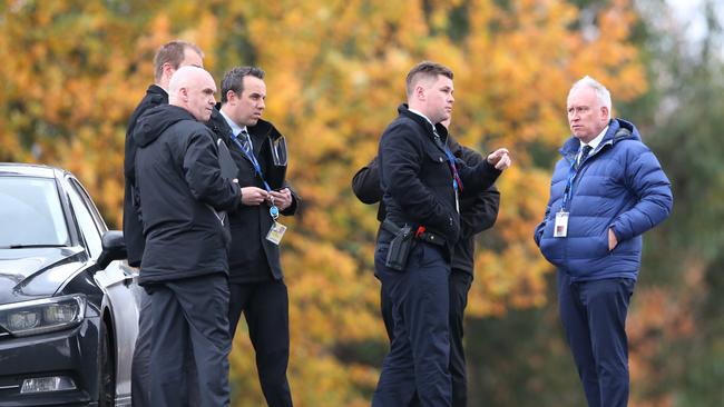Police at the scene of an aggravated burglary in Emerald. Picture: David Crosling