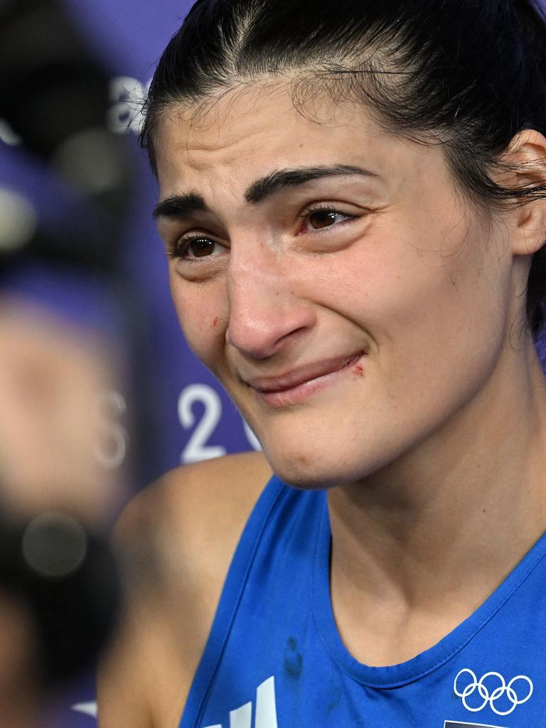 Carini has since apologised for her reaction to losing the match to Khelif. Picture: Getty