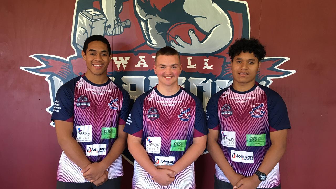 FLASHBACK: Wavell State High School under 15 Queensland representative players Junior Taungatua, left, Drew Timms and Tahrell Feaveai.