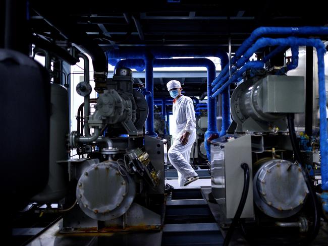 A worker at a lab of the Yisheng Biopharma company in China. Picture: AFP