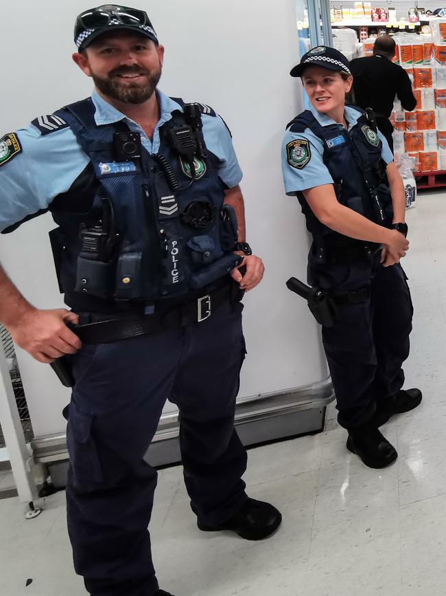 Police keep an eye on shoppers in Sydney last week. Picture: AAP