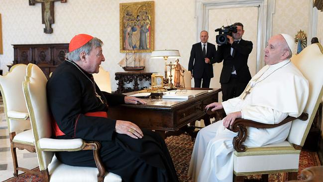 The public broadcaster acknowledged it was “inappropriate” for its news channel to describe Cardinal Pell as “disgraced”. Picture: Handout / VATICAN MEDIA / AFP)