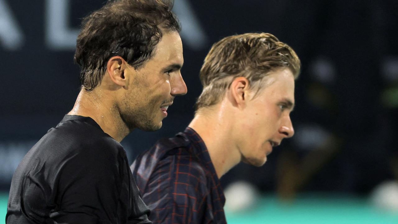 Canada’s Denis Shapovalov has tested positive for Covid-19, shortly after fellow Abu Dhabi exhibition event competitor Rafael Nadal did the same. Picture: AFP