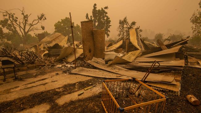 The ruins of a property at Cudgewa, near Corryong. Picture: Jason Edwards