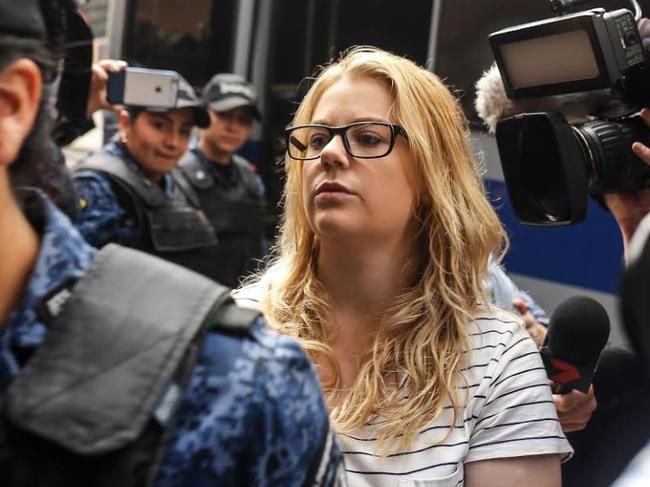 Cassie Sainsbury arrives in Bogota court in Colombia Picture: Ivan Valencia