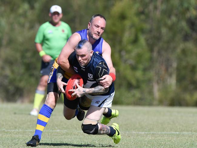 Action from the opening day of the AFL Masters National Carnival. Picture: Patrick Woods