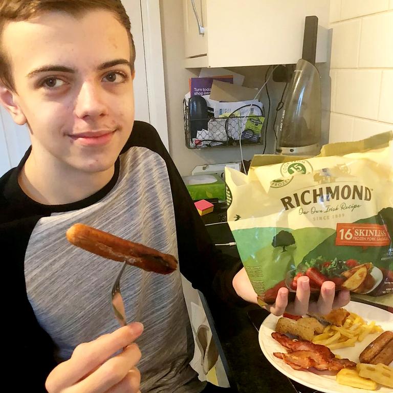 Ben Simpson, 15, ate noting but sausages his entire life. Picture: SWNS/Mega