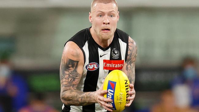 Jordan De Goey is back in Australia to face the music. Picture: Michael Willson/AFL Photos via Getty Images