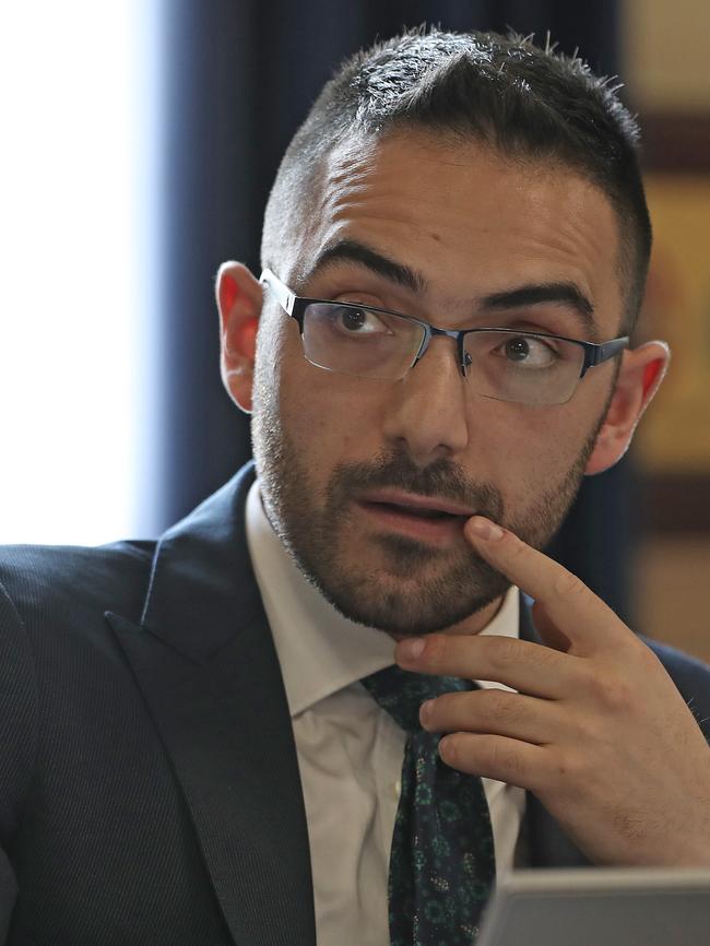 Alderman Simon Behrakis at an open Hobart City Council meeting. Picture: LUKE BOWDEN