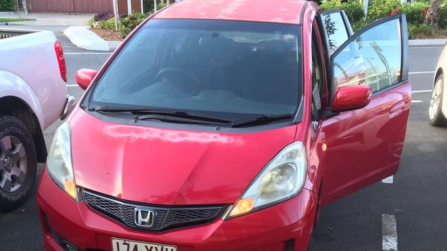 A red Honda found dumped outside the Double Tree Hotel on Florence St in the Cairns CBD recently.