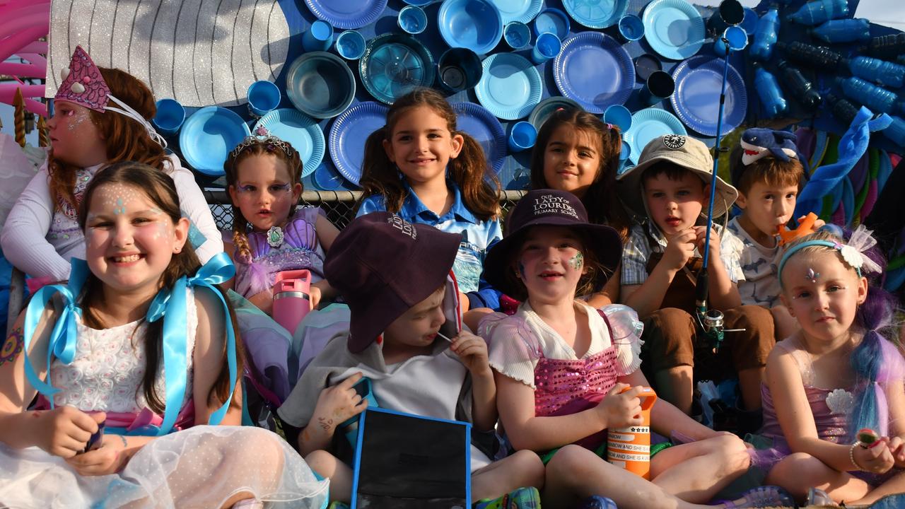 Our Lady of Lourdes Primary School Ingham. Photographs from the Maraka Festival Street Parade around the Ingham central business district on Saturday. In an ‘Under the Sea’-themed celebration of all things Hinchinbrook, school students, community organisations, emergency responders and contestants vying for the prized Queen and Princess titles paraded around Rotary Park in the centre of the town. Picture: Cameron Bates