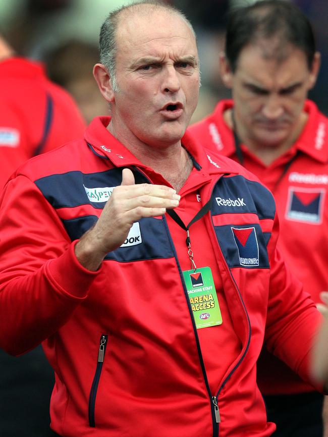 Dean Bailey while coaching Melbourne against Collingwood during his four-year reign from 2008-11.