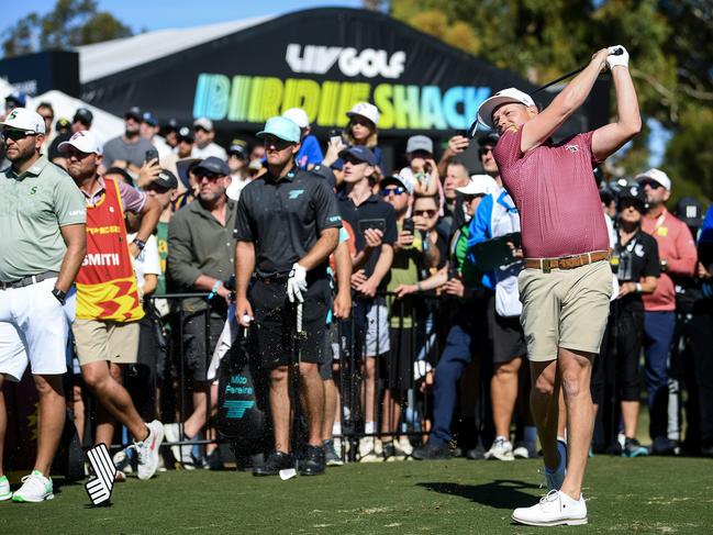 Cameron Smith captain of the Ripper GC tees off the 4th during LIV Adelaide at The Grange Golf Club on April 28, 2024 in Adelaide, Australia. (Photo by Mark Brake/Getty Images)