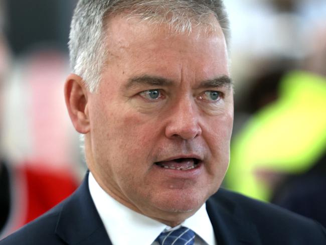 ADELAIDE, AUSTRALIA - NewsWire Photos JULY 1: South Australian Minister for Health Stephen Wade speaks to the media. South Australian Nurses and Paramedics prepare to board a Qantas flight at Adelaide Airport after answering an 'urgent request ' from Victoria to go and help with the COVID-19 outbreaks. Picture: NewsWire / Kelly Barnes