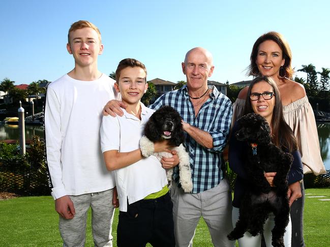 Jaden Lloy (left) pictured with brother Zac, 14, sister Tayah, 20, father Jeff, 56, and mum Nicola. Picture: Adam Head