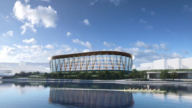 The arena viewed from the River Torrens